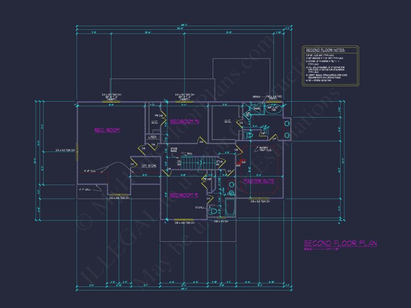 Modern CAD house Plan with 3 Beds, Basement, and 2.5 Baths