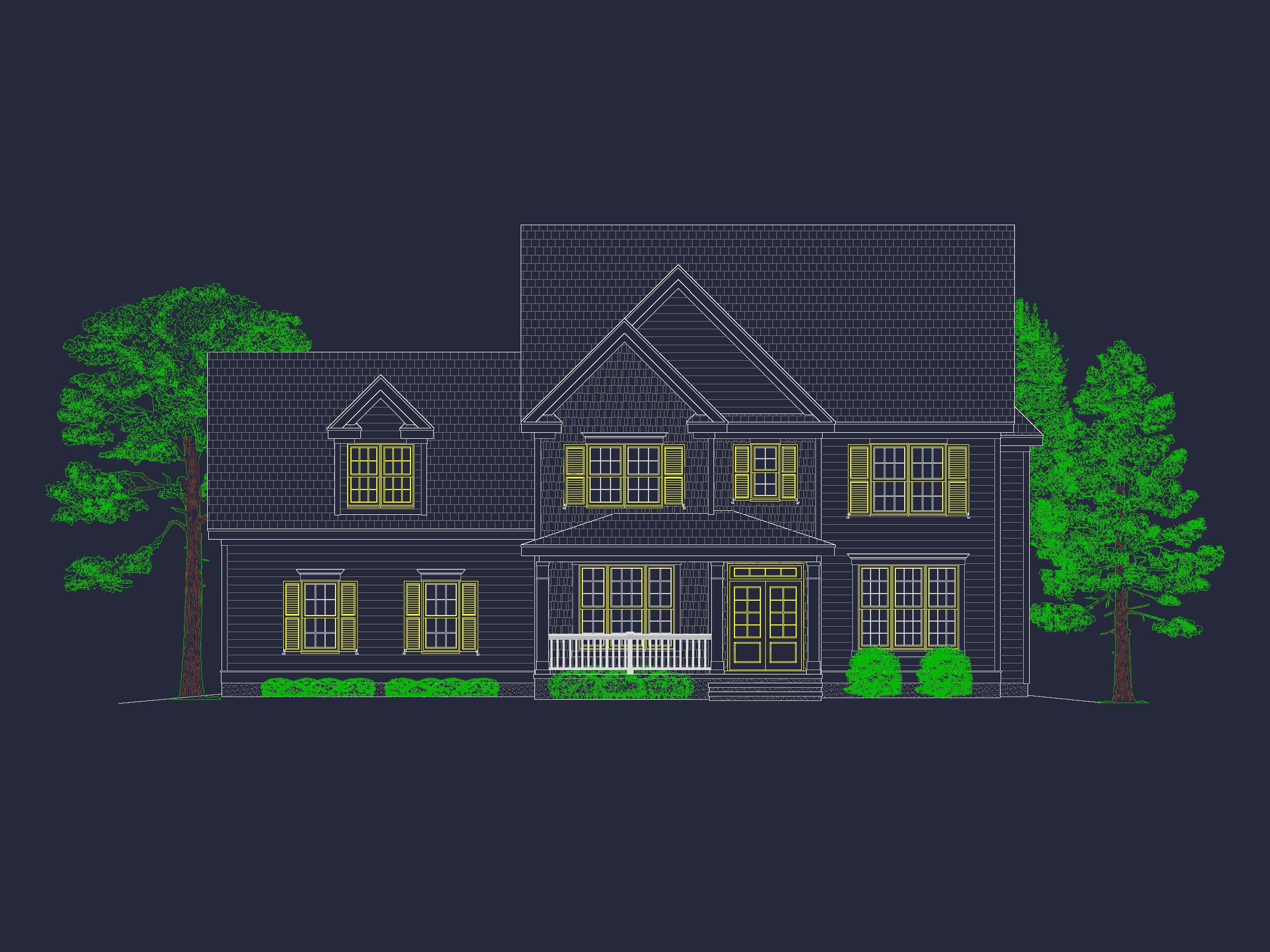 Modern CAD house Plan with 3 Beds,Basement,and 2.5 Baths