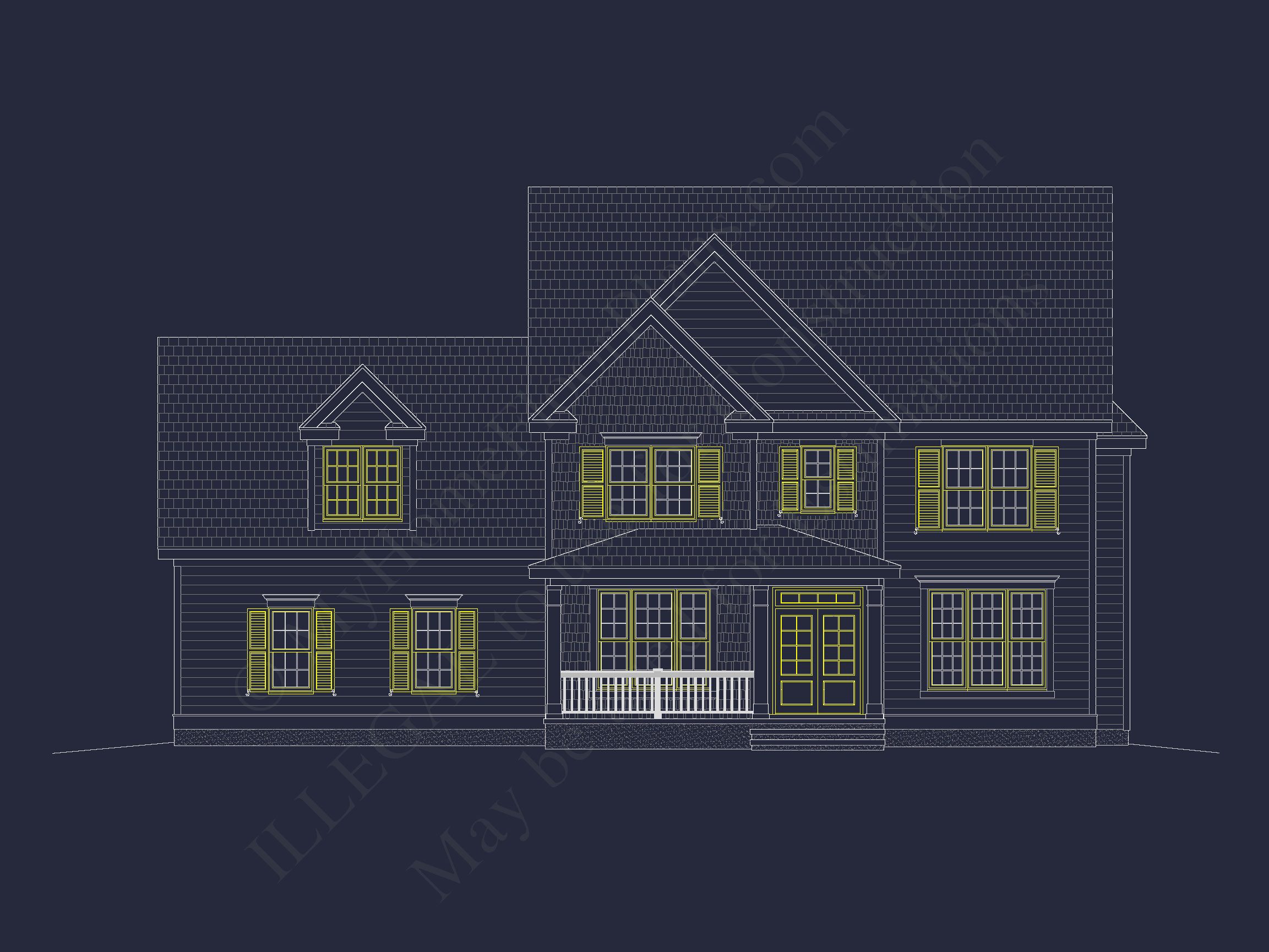 Modern CAD house Plan with 3 Beds,Basement,and 2.5 Baths