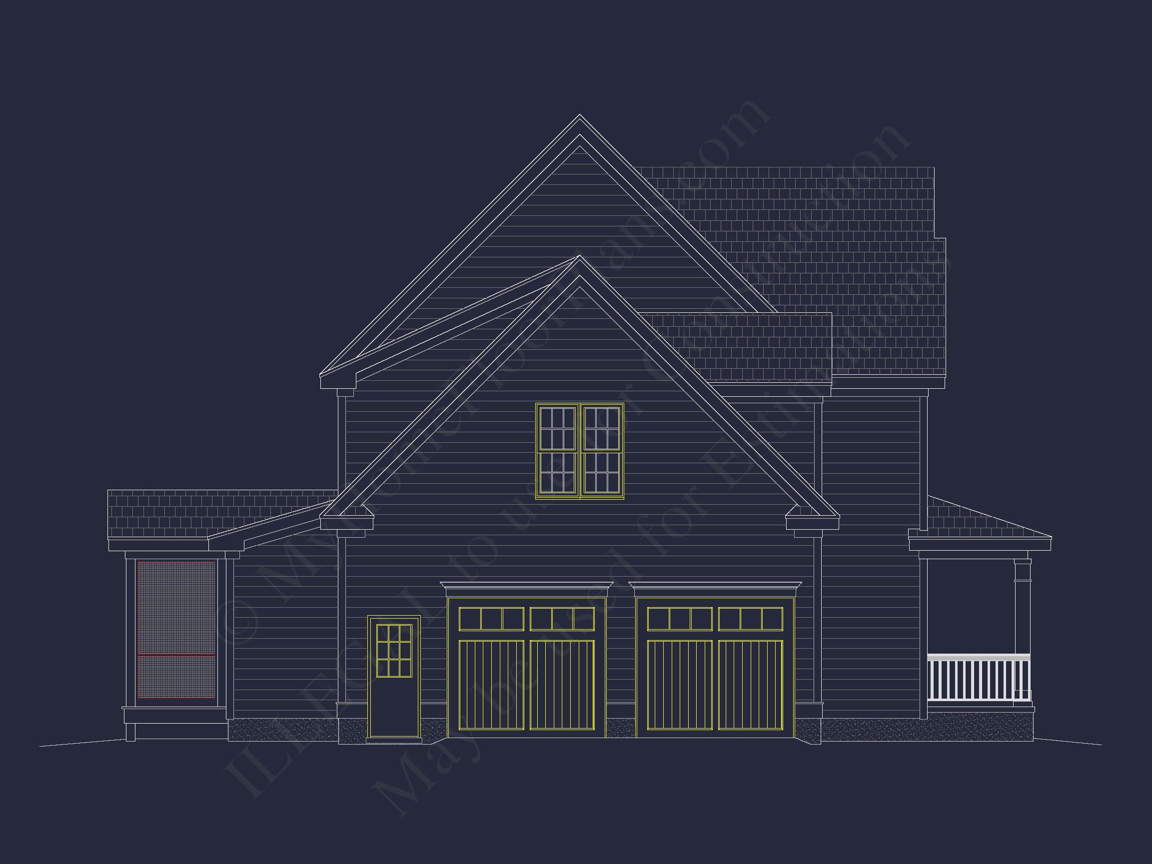 Modern CAD house Plan with 3 Beds,Basement,and 2.5 Baths