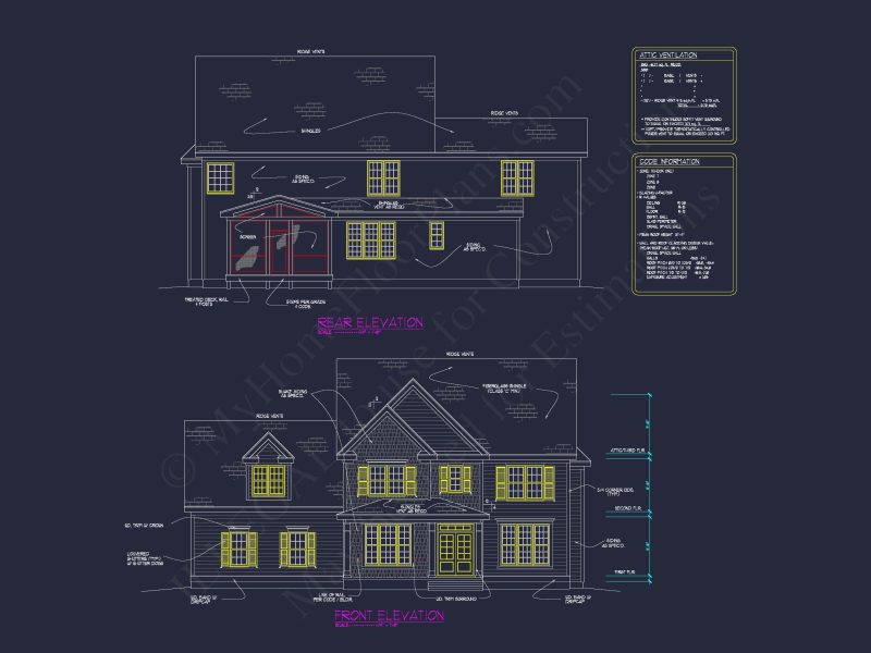 Modern CAD house Plan with 3 Beds, Basement, and 2.5 Baths