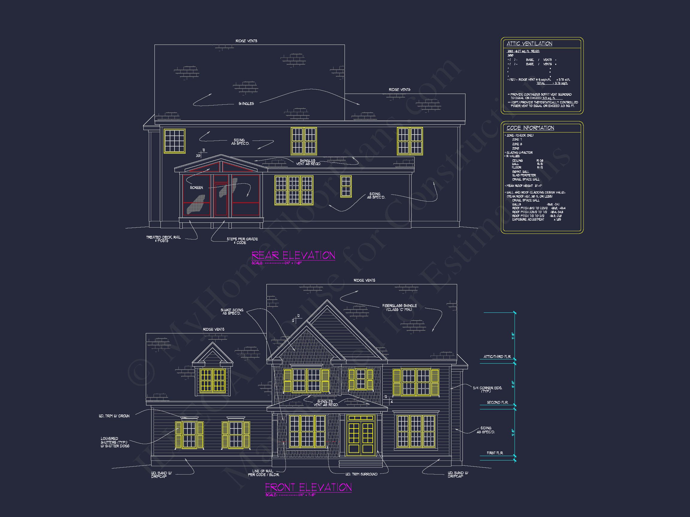 Modern CAD house Plan with 3 Beds,Basement,and 2.5 Baths