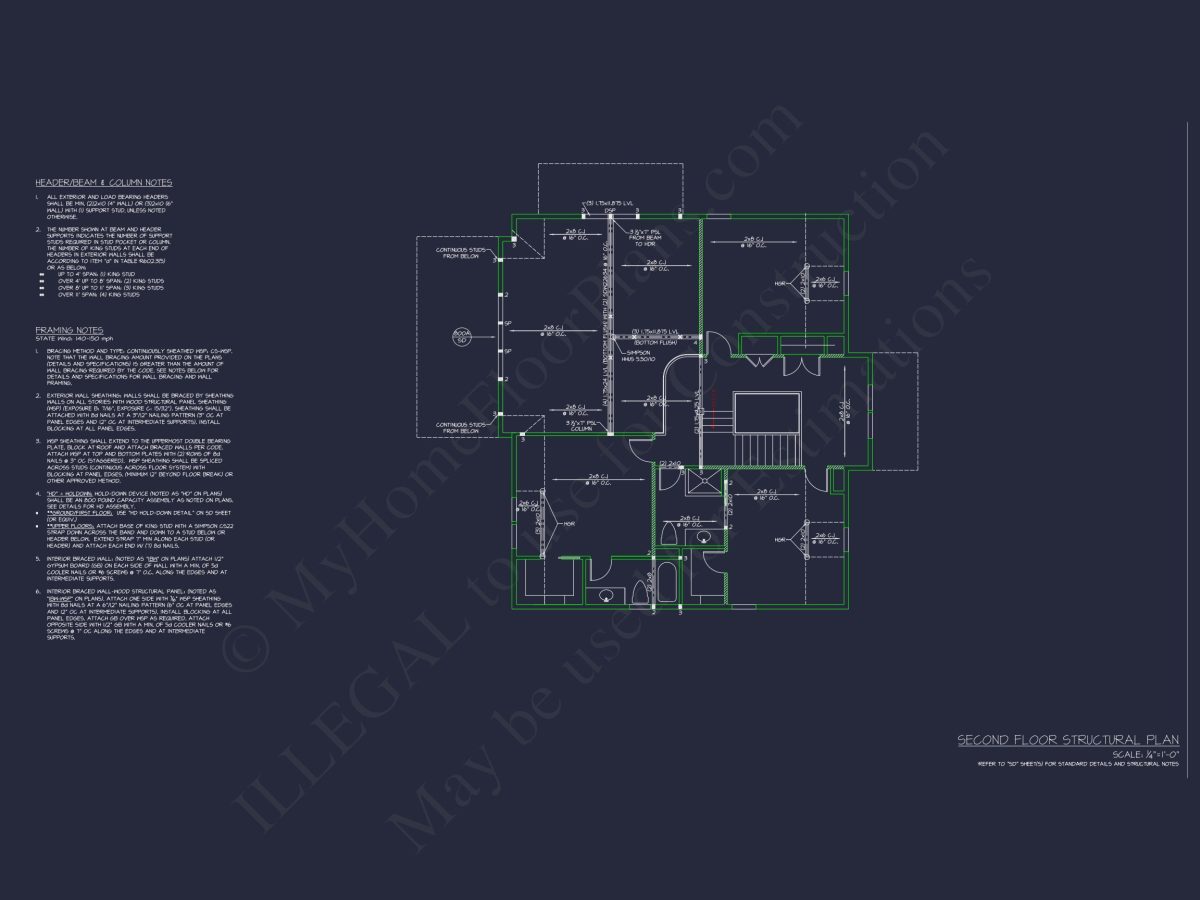 Modern Coastal house Plan with 2 Floors, 3 Bedrooms, & CAD Designs