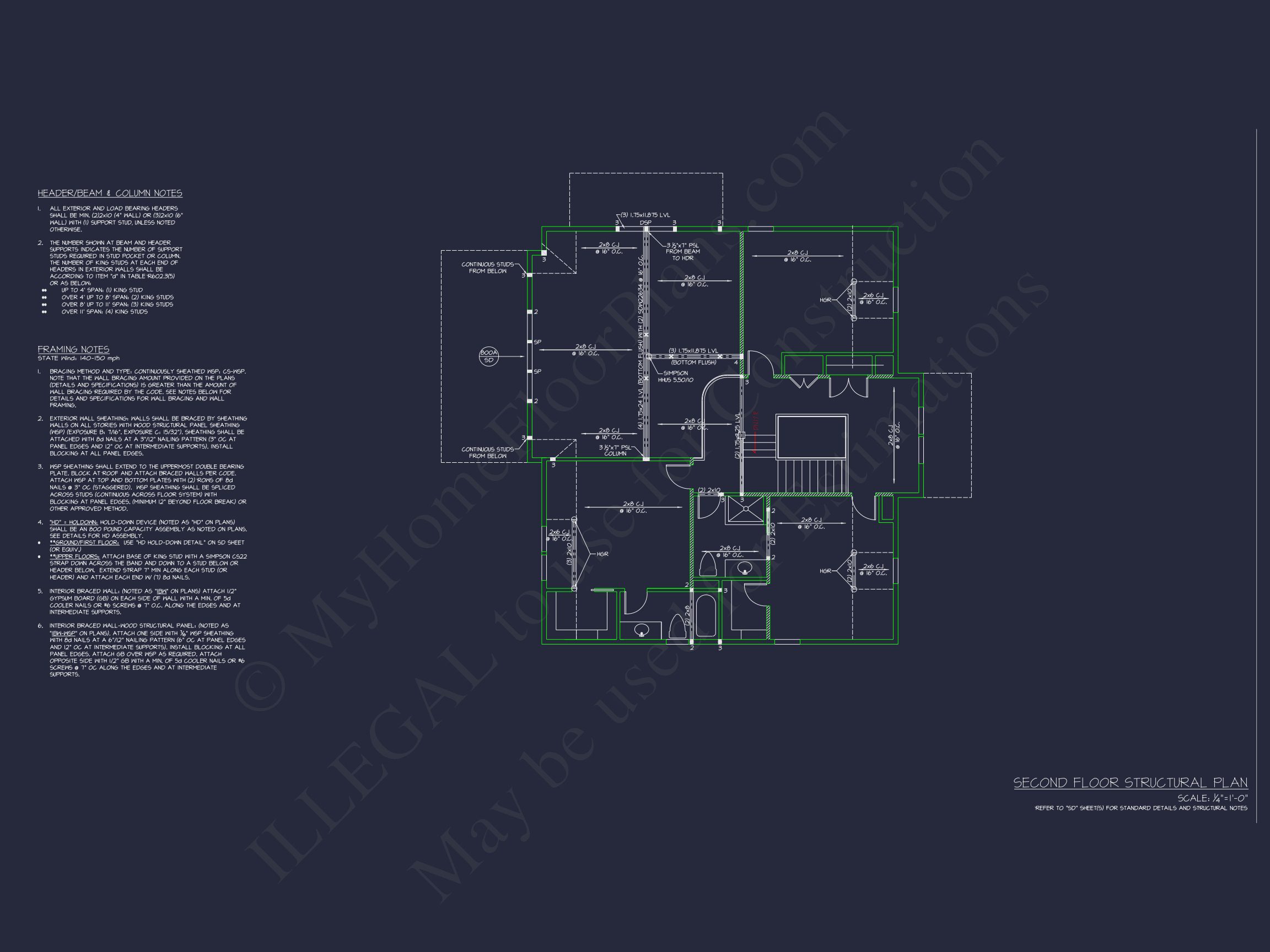Modern Coastal house Plan with 2 Floors,3 Bedrooms,& CAD Designs