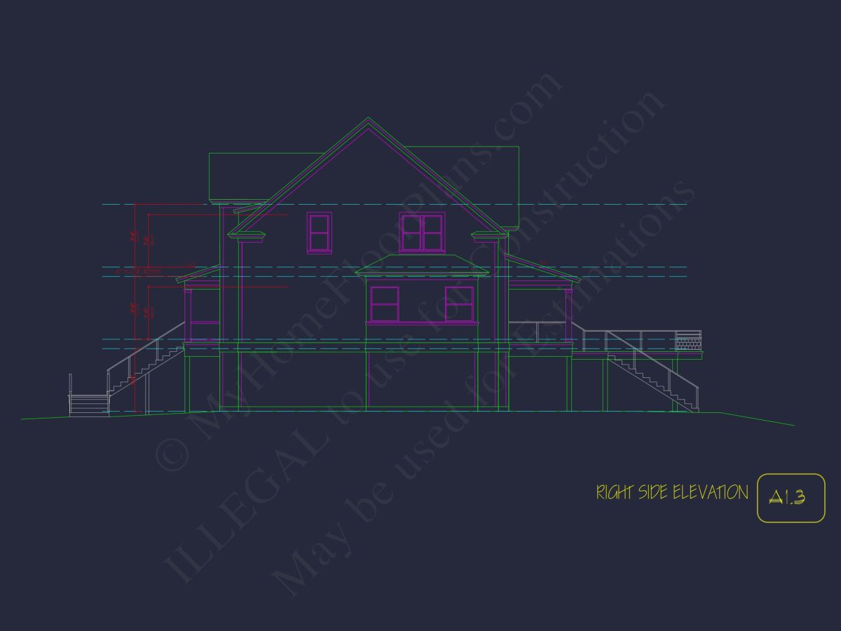 Modern Coastal house Plan with 2 Floors, 3 Bedrooms, & CAD Designs