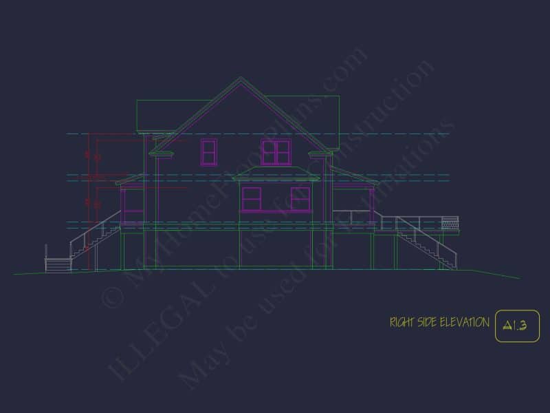 Modern Coastal house Plan with 2 Floors, 3 Bedrooms, & CAD Designs