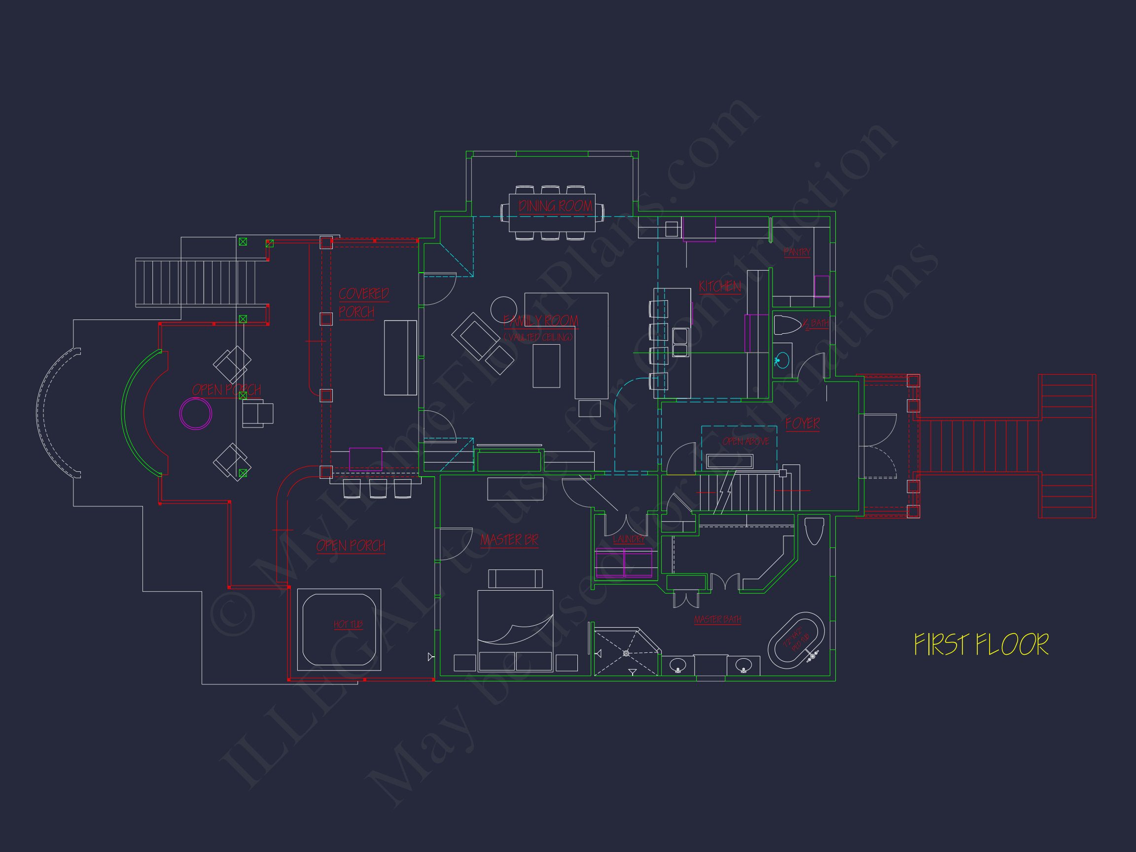 Modern Coastal house Plan with 2 Floors,3 Bedrooms,& CAD Designs