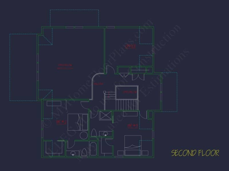 Modern Coastal house Plan with 2 Floors, 3 Bedrooms, & CAD Designs