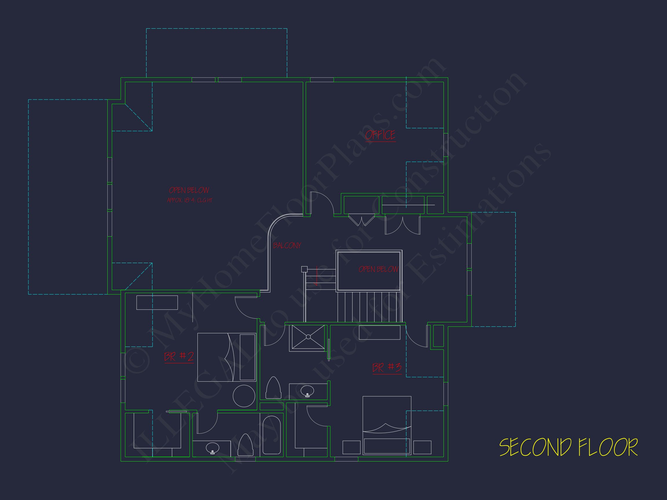 Modern Coastal house Plan with 2 Floors,3 Bedrooms,& CAD Designs