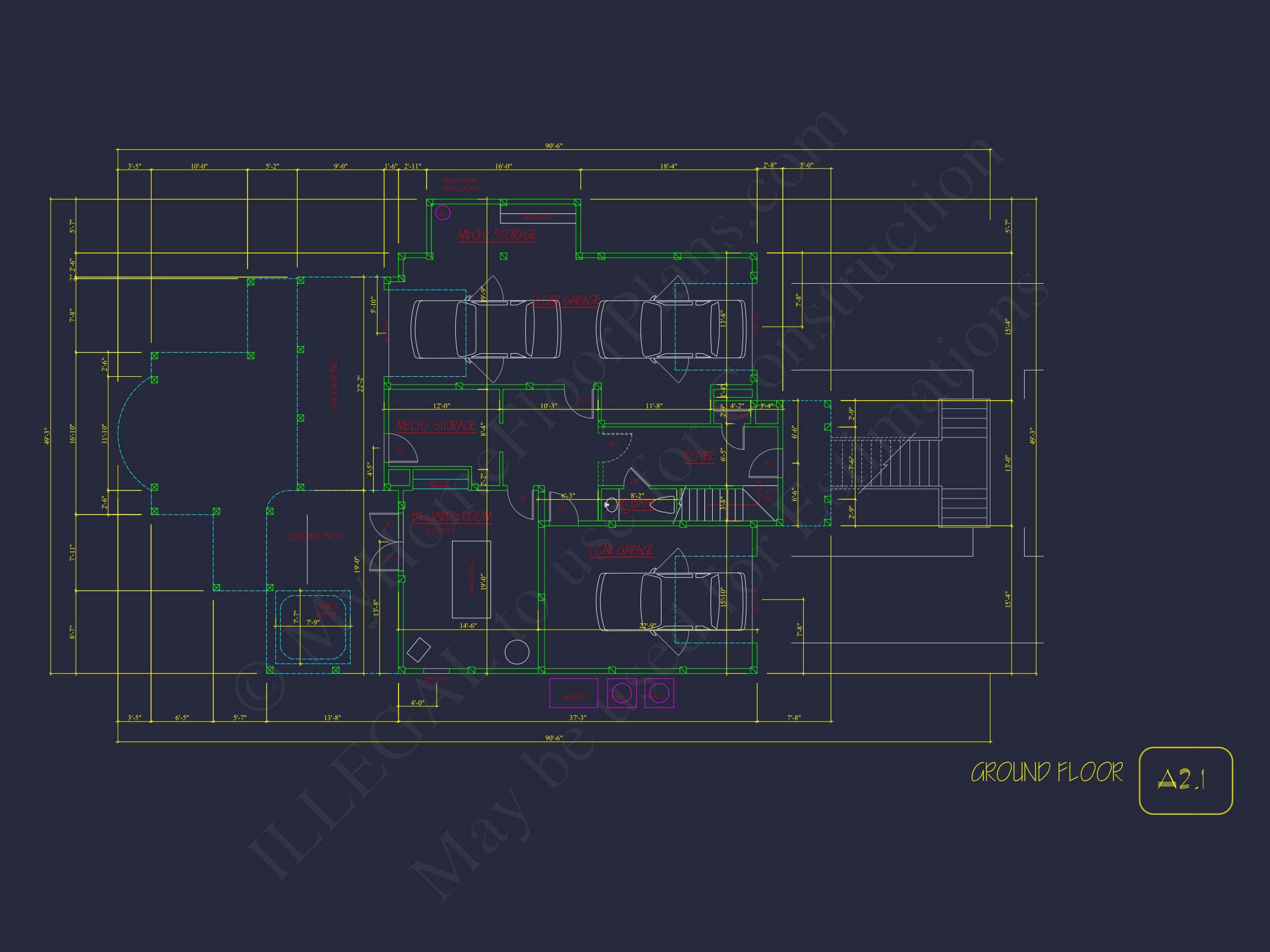 Modern Coastal house Plan with 2 Floors,3 Bedrooms,& CAD Designs