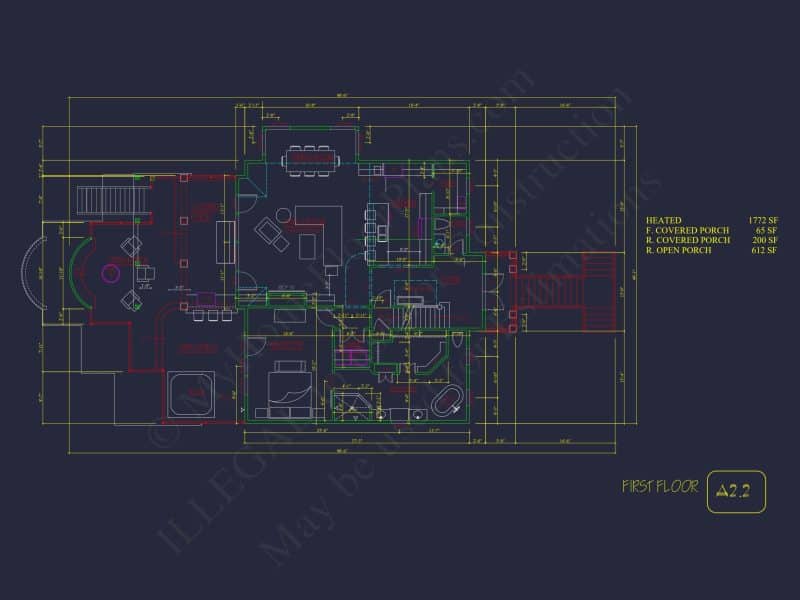 Modern Coastal house Plan with 2 Floors, 3 Bedrooms, & CAD Designs