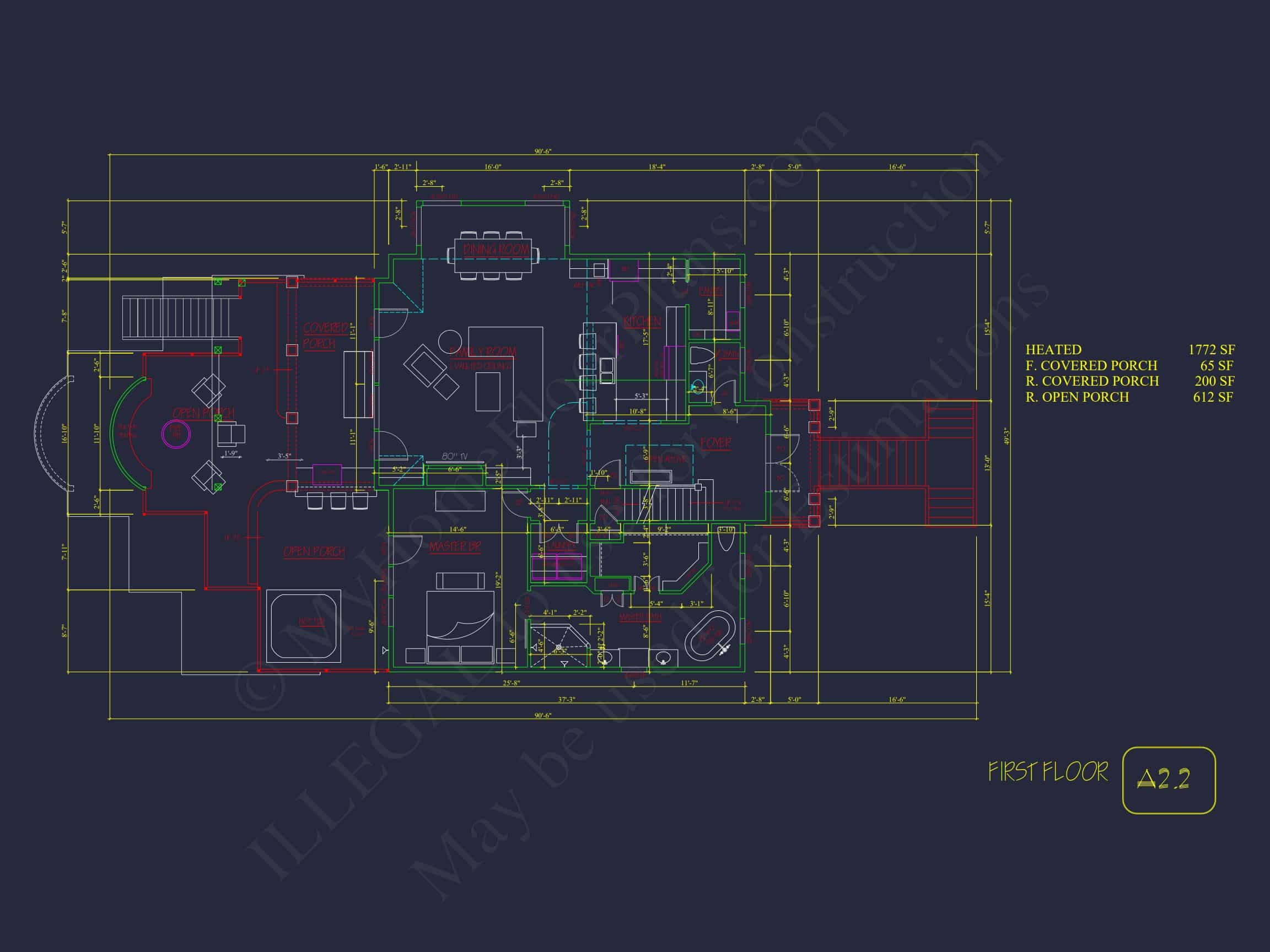 Modern Coastal house Plan with 2 Floors,3 Bedrooms,& CAD Designs