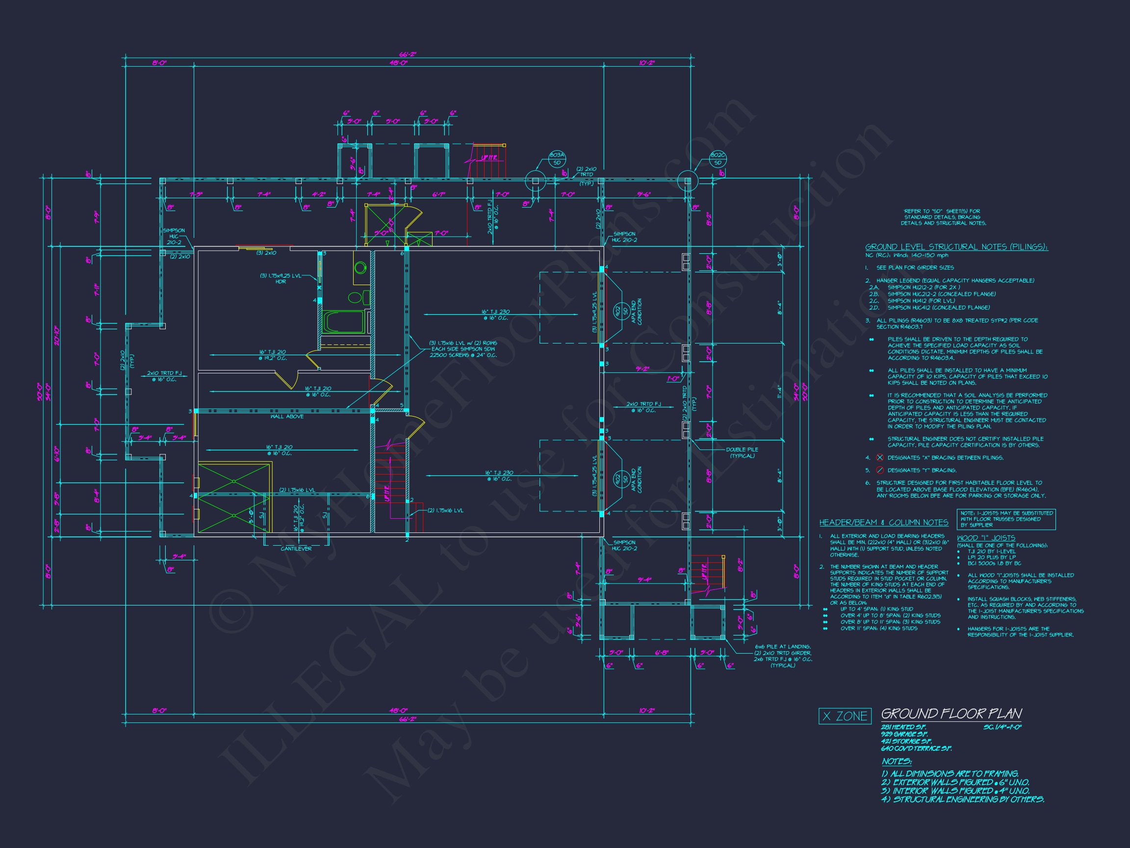 Modern Coastal house Plan with Detailed Blueprint & CAD Designs
