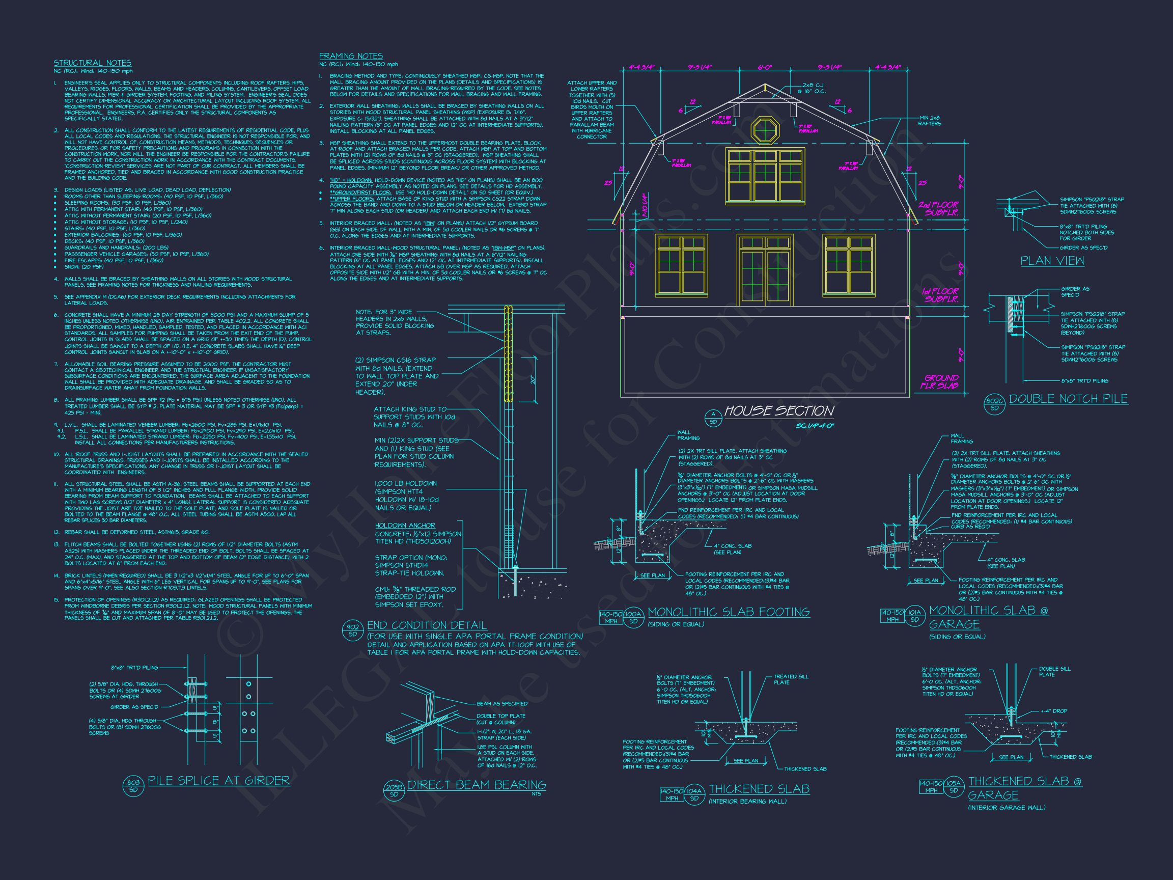 Modern Coastal house Plan with Detailed Blueprint & CAD Designs