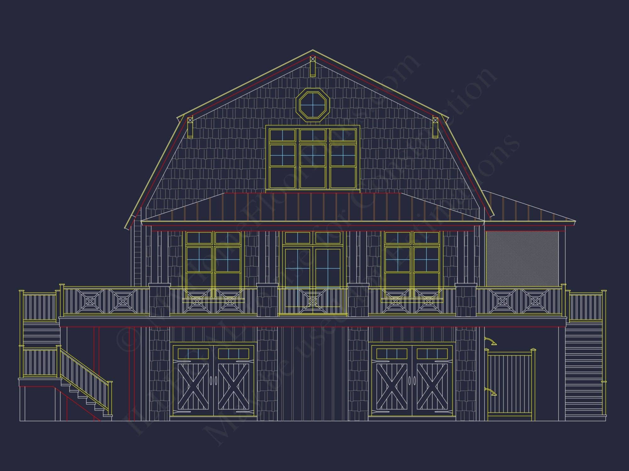 Modern Coastal house Plan with Detailed Blueprint & CAD Designs
