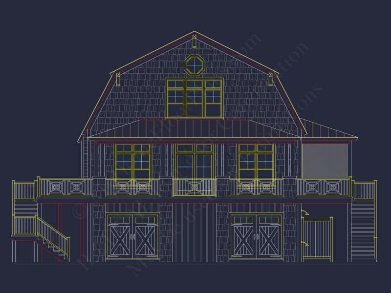 Modern Coastal house Plan with Detailed Blueprint & CAD Designs