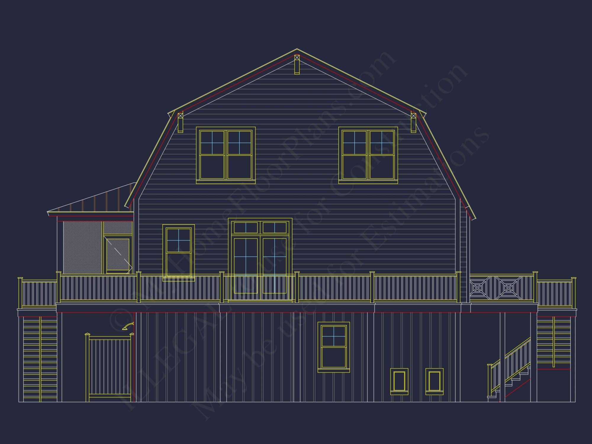 Modern Coastal house Plan with Detailed Blueprint & CAD Designs