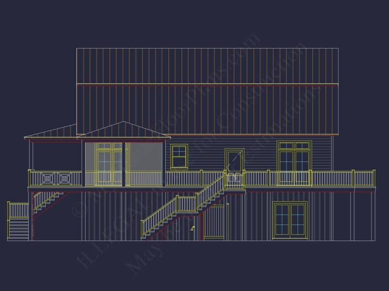 Modern Coastal house Plan with Detailed Blueprint & CAD Designs