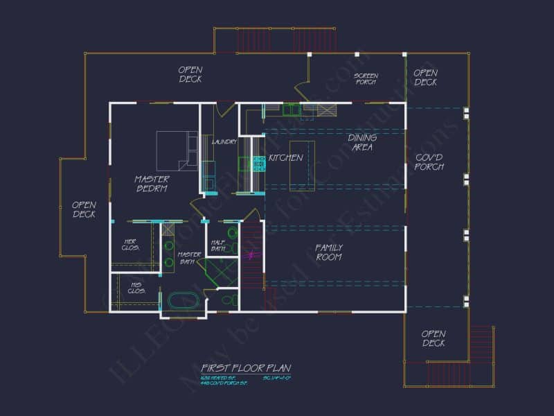 Modern Coastal house Plan with Detailed Blueprint & CAD Designs