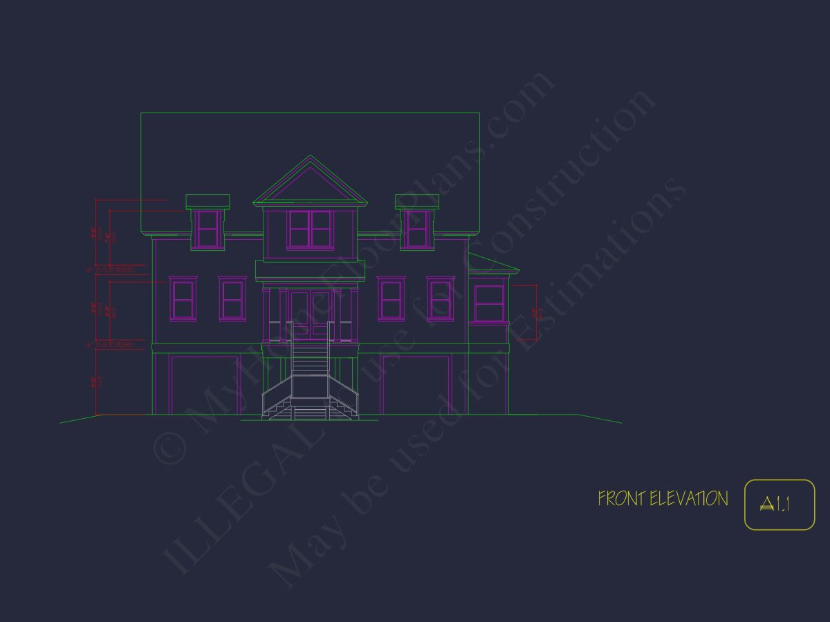 Modern Coastal house Plan with 2 Floors, 3 Bedrooms, & CAD Designs