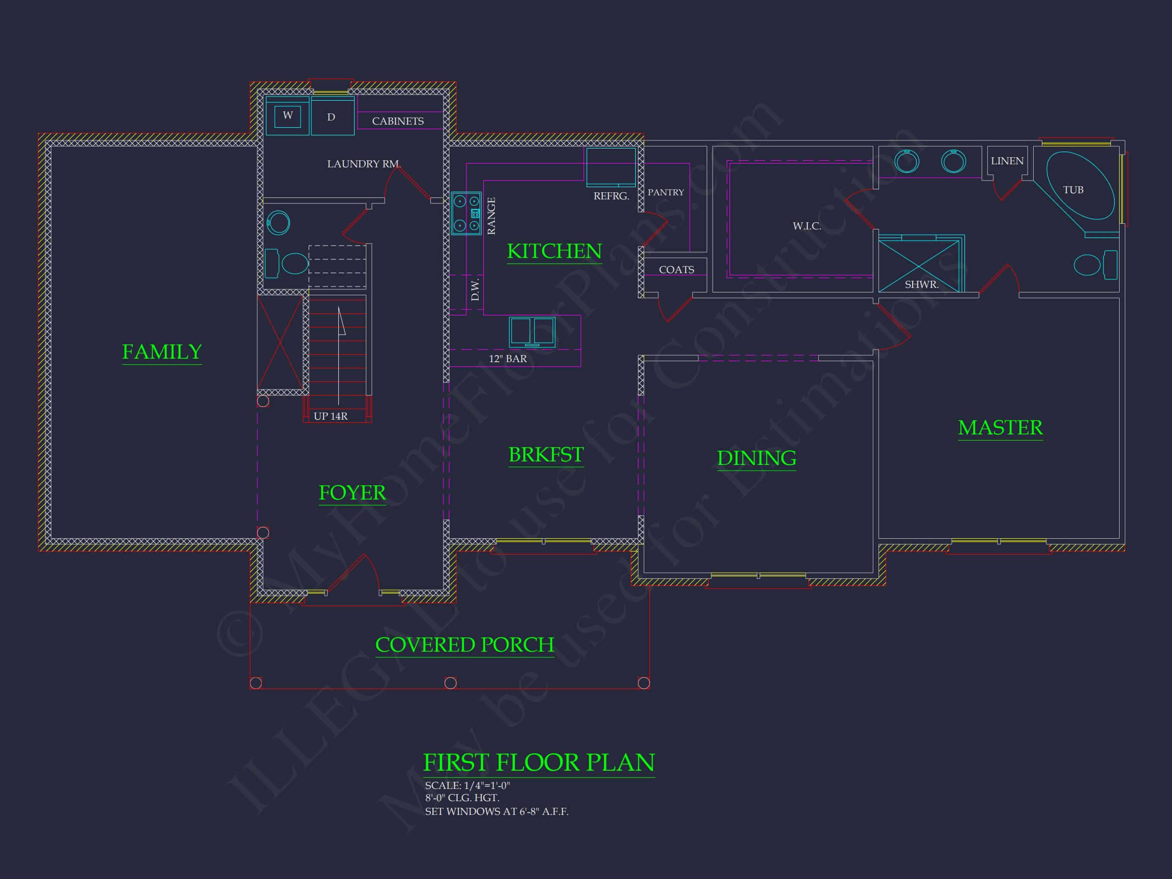 Modern Colonial Revival house Plan with Detailed Floor Designs