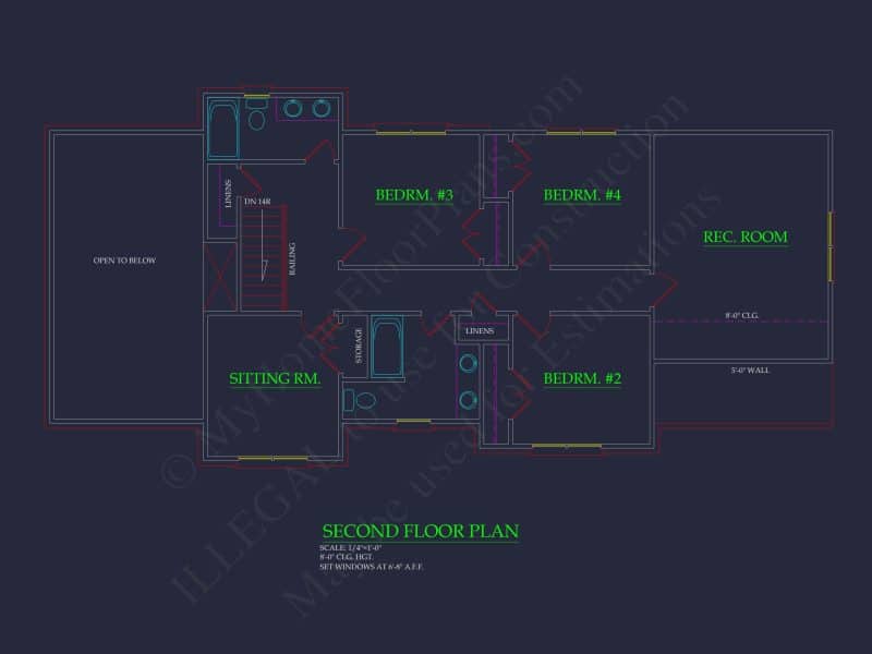 Modern Colonial Revival house Plan with Detailed Floor Designs