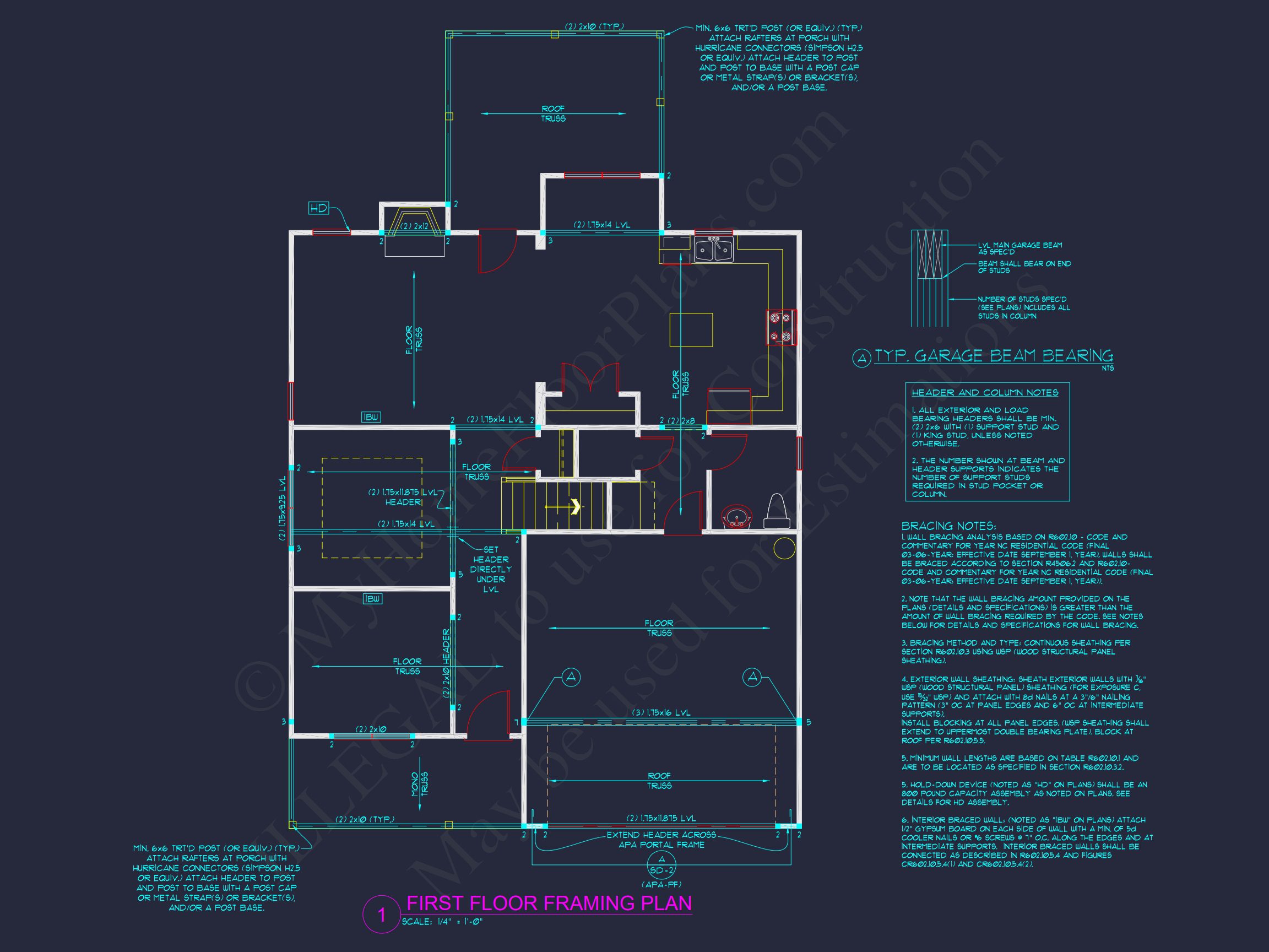 Modern Craftsman house Floor Plan Blueprint for 2.5 Story Designs