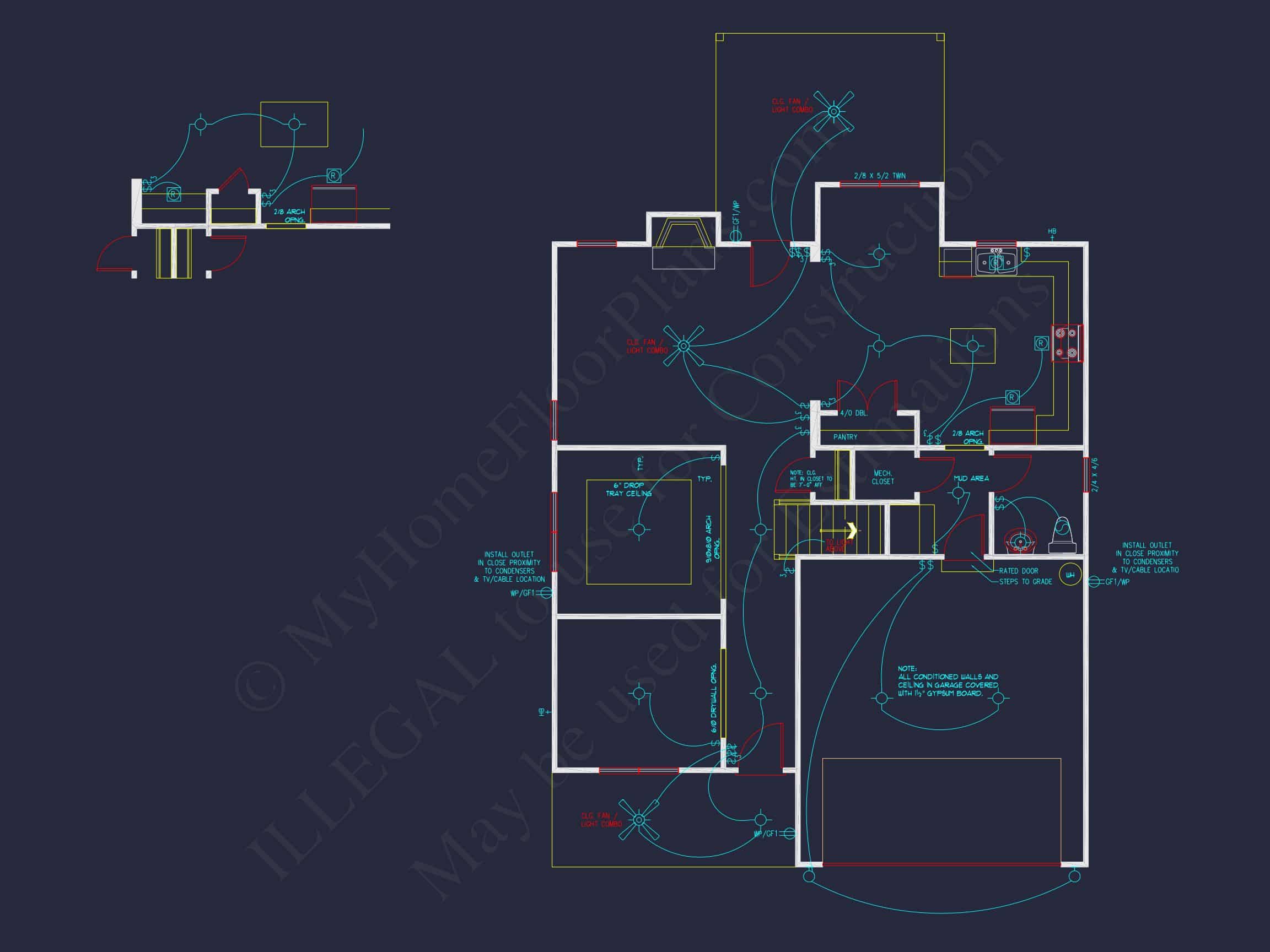 Modern Craftsman house Floor Plan Blueprint for 2.5 Story Designs