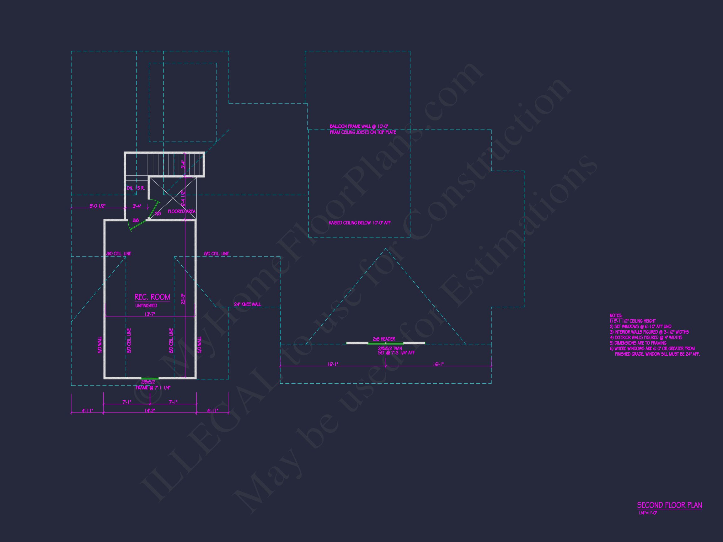 Modern Craftsman house Floor Plan: Detailed CAD & Blueprint Designs