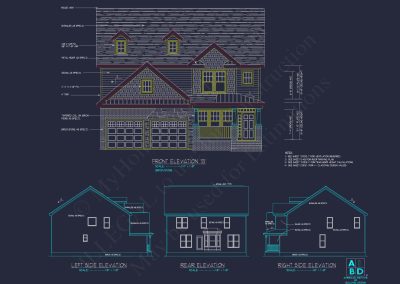 Modern Craftsman house Plan: CAD Blueprint for 2-Story Design