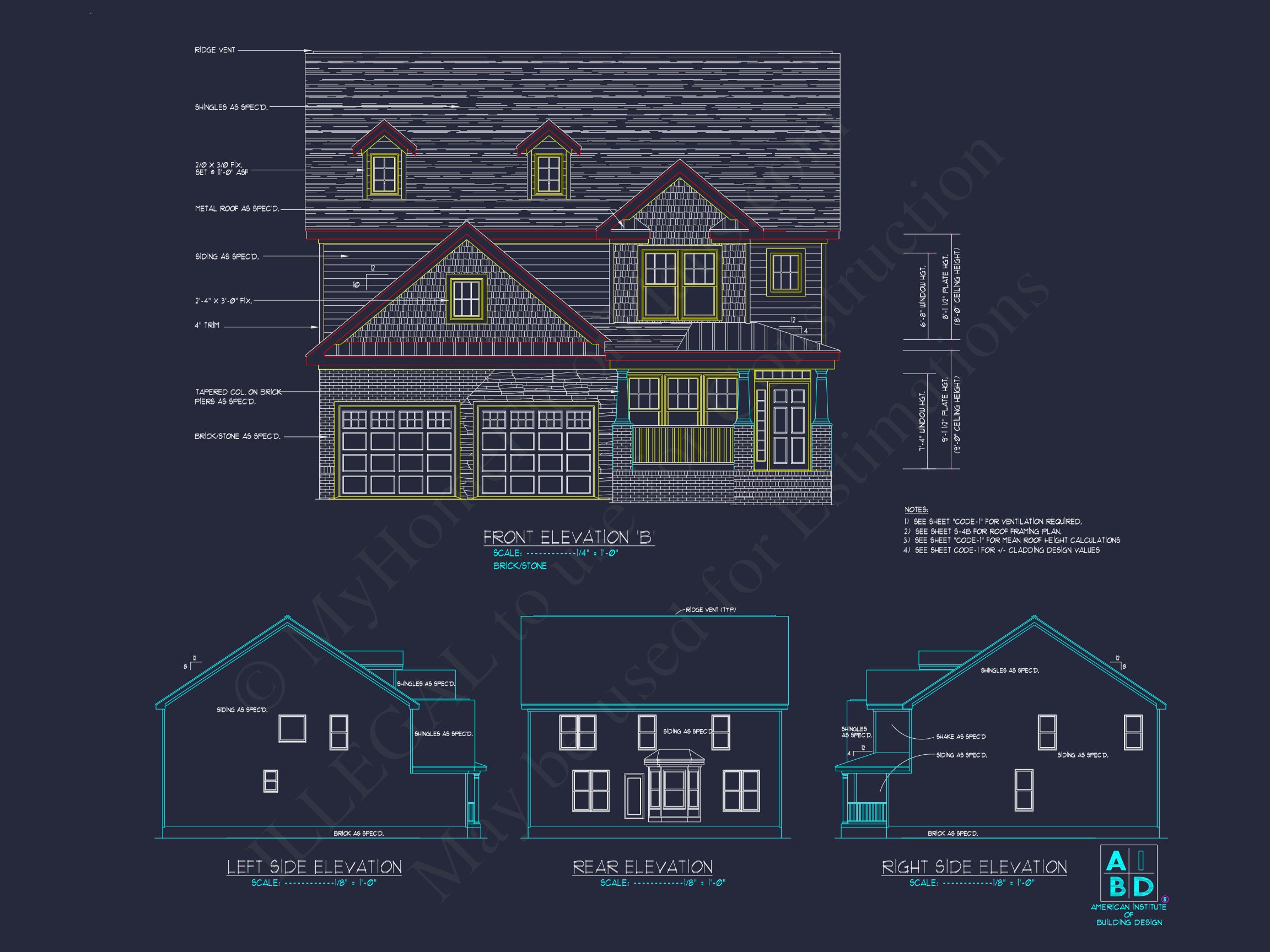 Modern Craftsman house Plan: CAD Blueprint for 2-Story Design