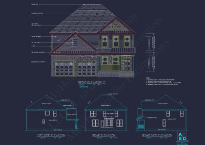 Modern Craftsman house Plan: CAD Blueprint for 2-Story Design