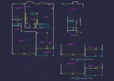 Modern Craftsman house Plan: CAD Blueprint for 2-Story Design