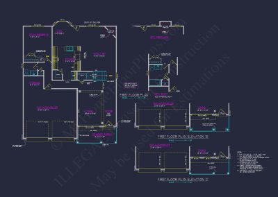 Modern Craftsman house Plan: CAD Blueprint for 2-Story Design