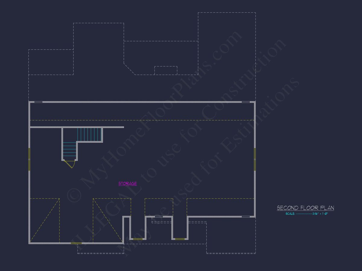 Modern Craftsman house Plan: CAD Floor Plan with 3 Bedrooms