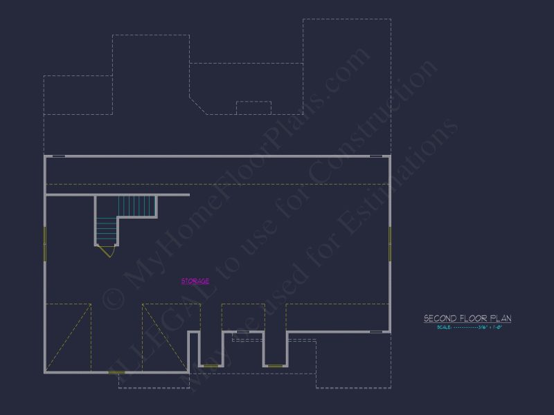 Modern Craftsman house Plan: CAD Floor Plan with 3 Bedrooms