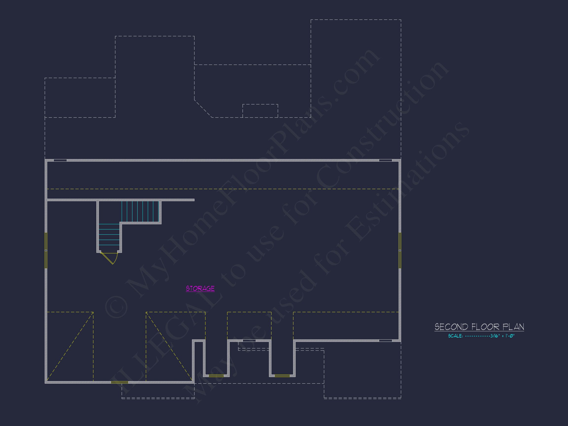 Modern Craftsman house Plan: CAD Floor Plan with 3 Bedrooms