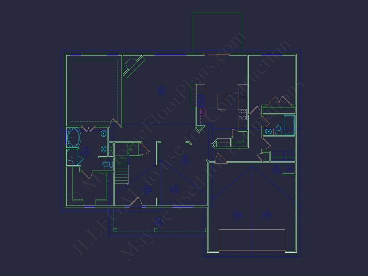 Modern Craftsman house Plan - Detailed Floor Plan and CAD Design