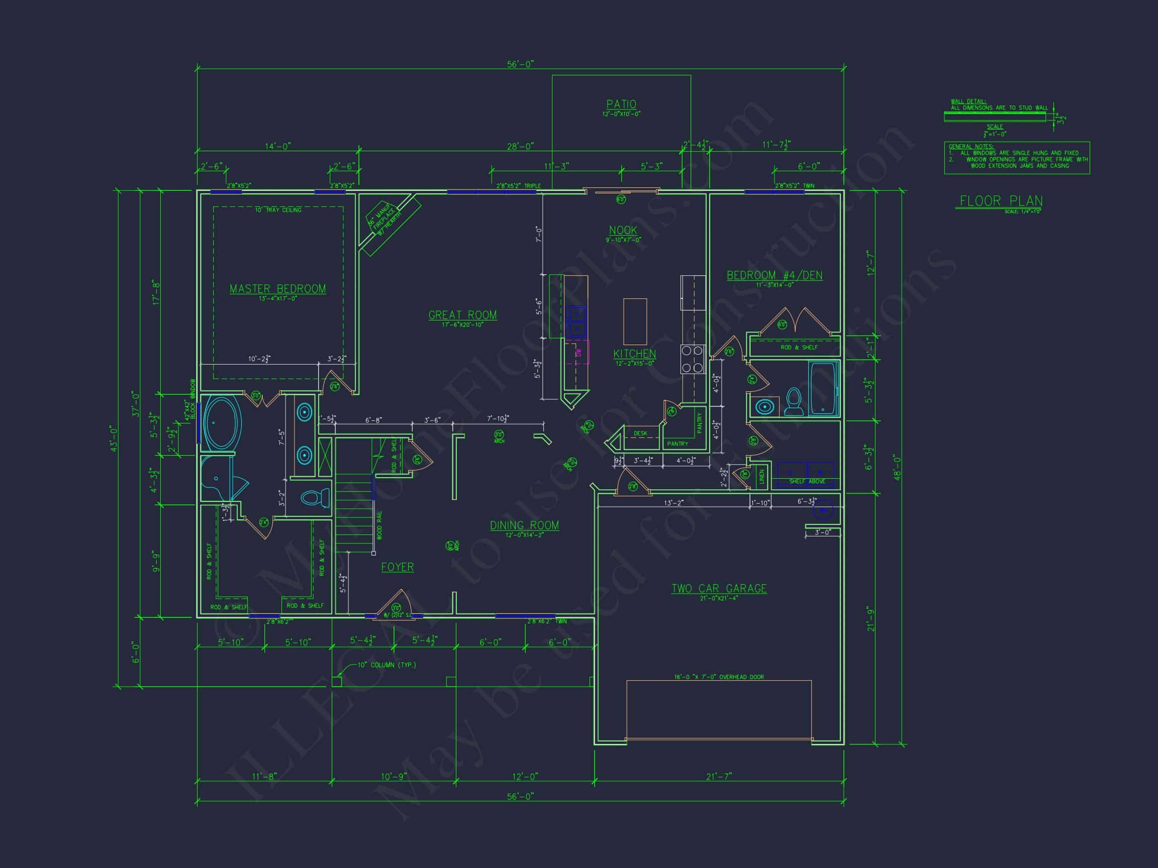 Modern Craftsman house Plan - Detailed Floor Plan and CAD Design