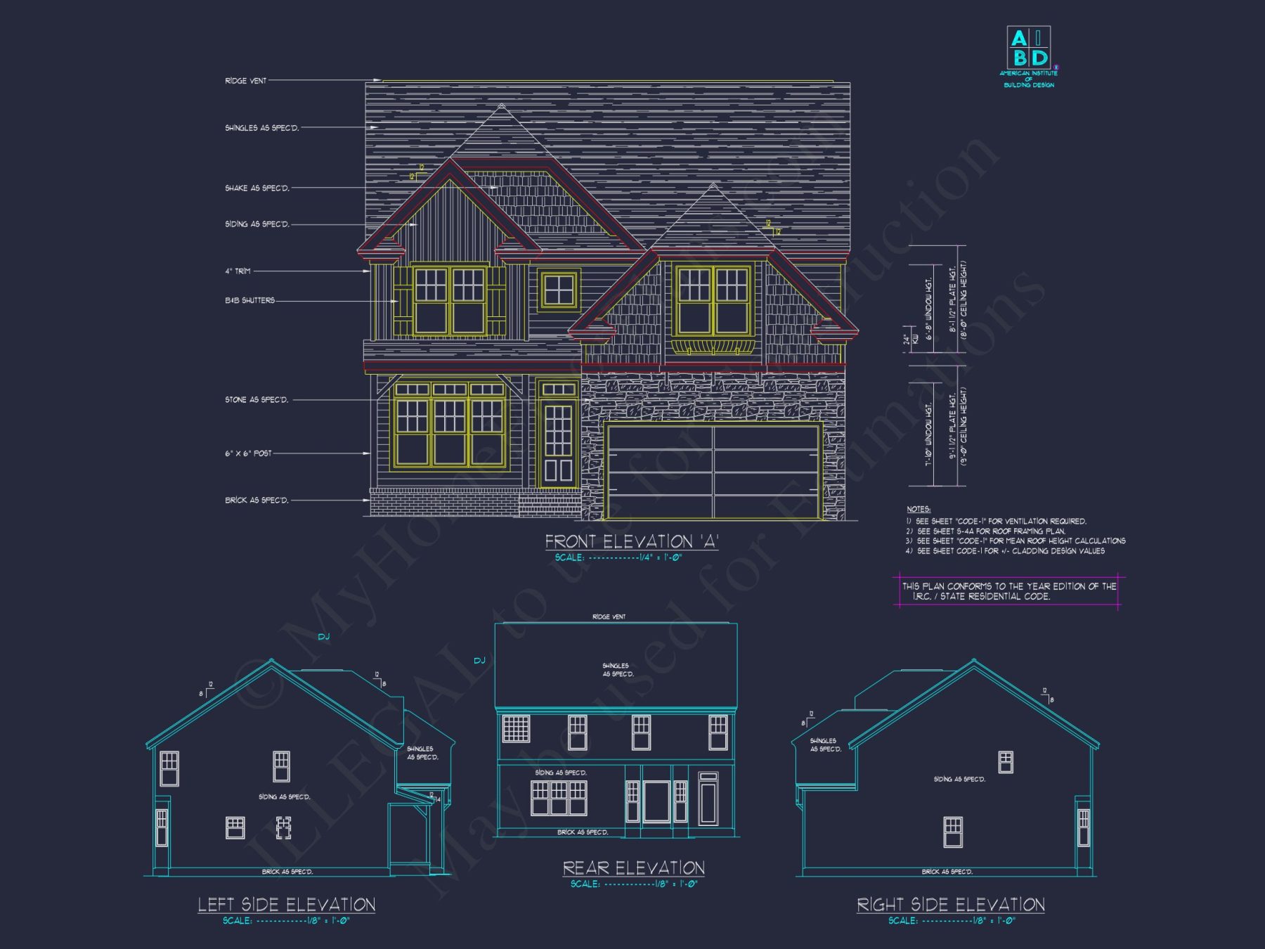 Modern Craftsman house Plan with 2 Floors and CAD Designs