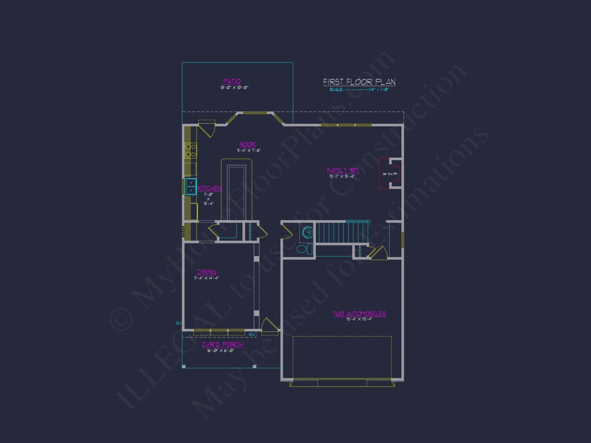 Modern Craftsman house Plan with 2 Floors and CAD Designs