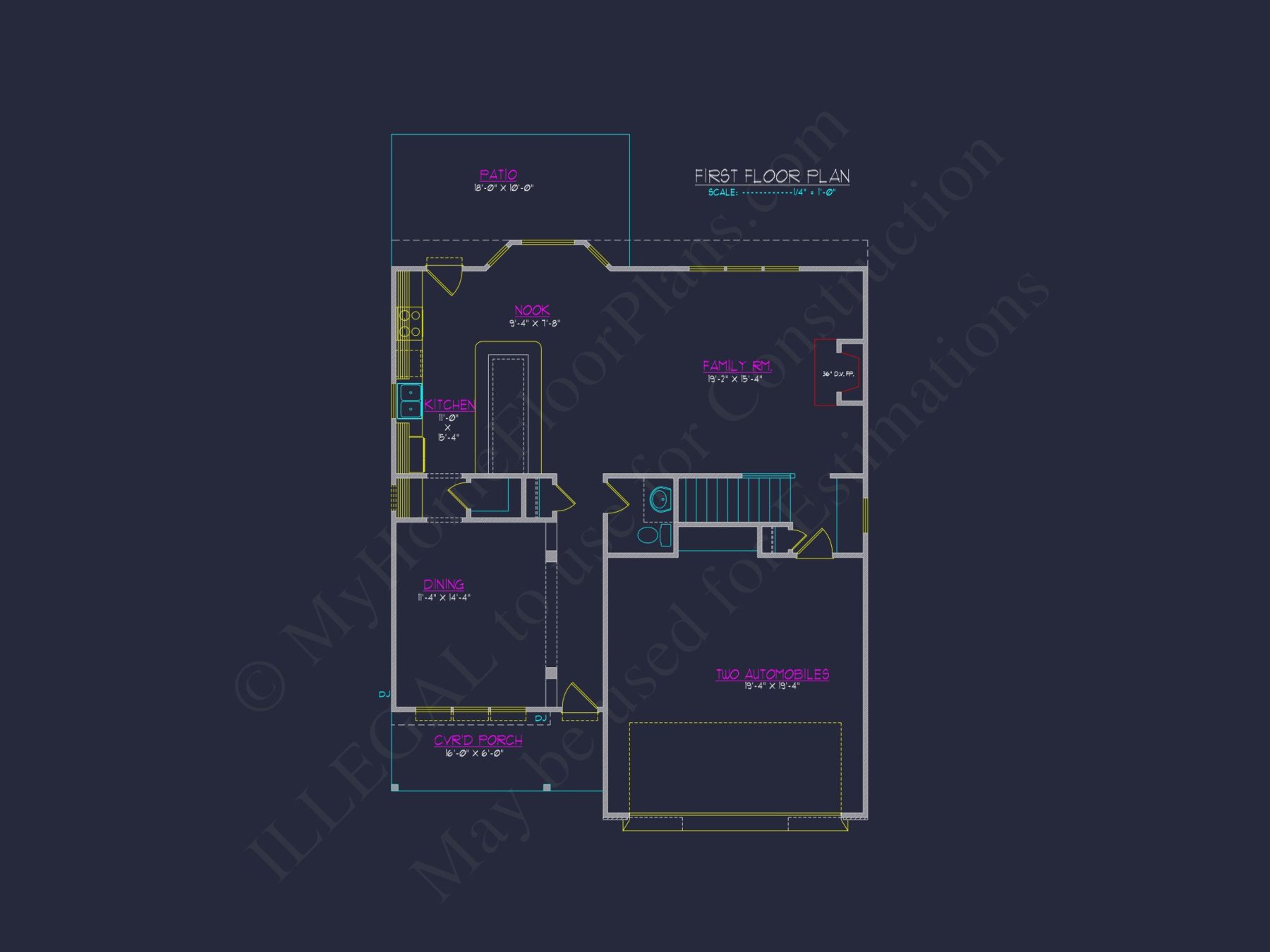 Modern Craftsman house Plan with 2 Floors and CAD Designs