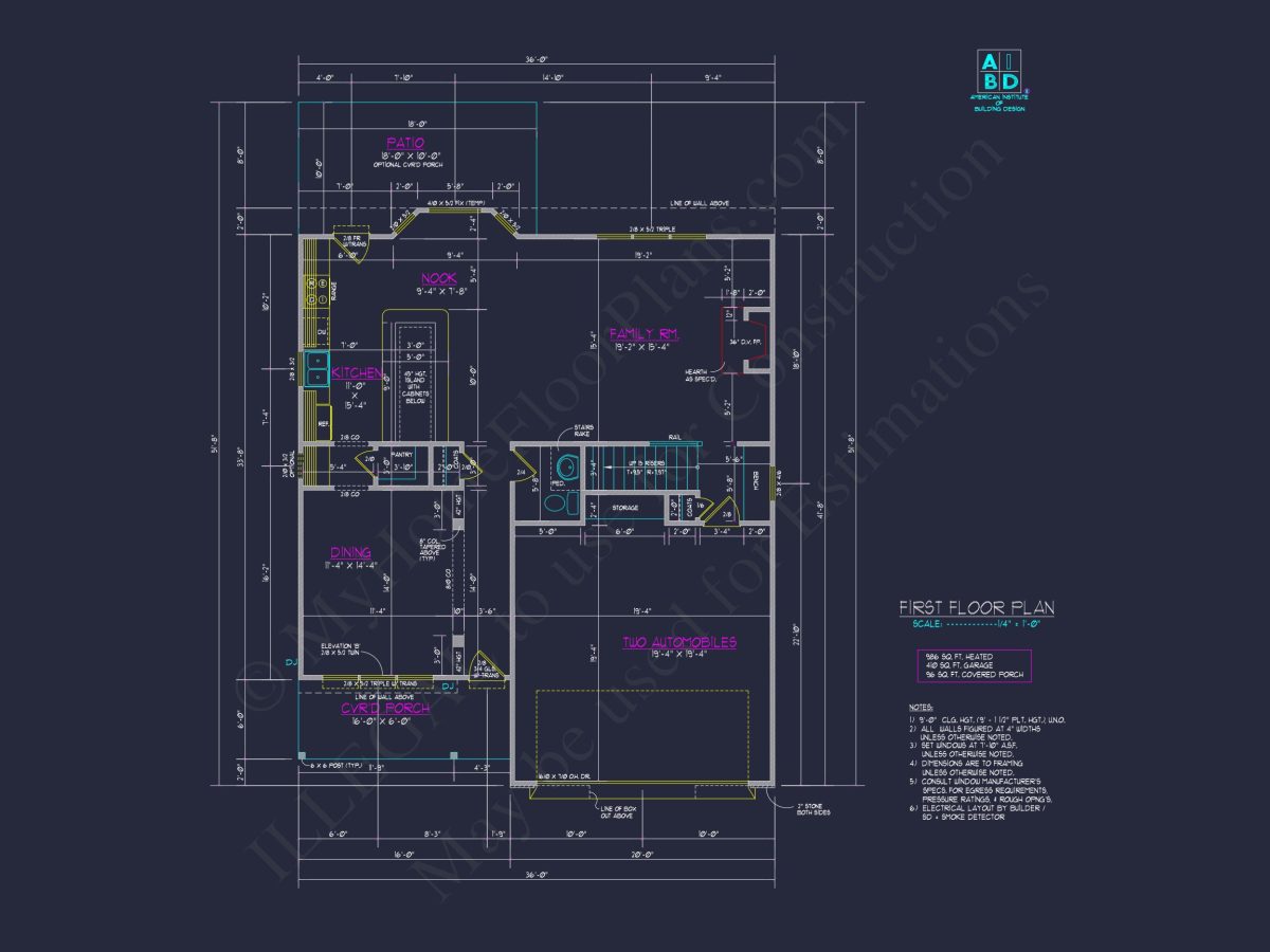 Modern Craftsman house Plan with 2 Floors and CAD Designs