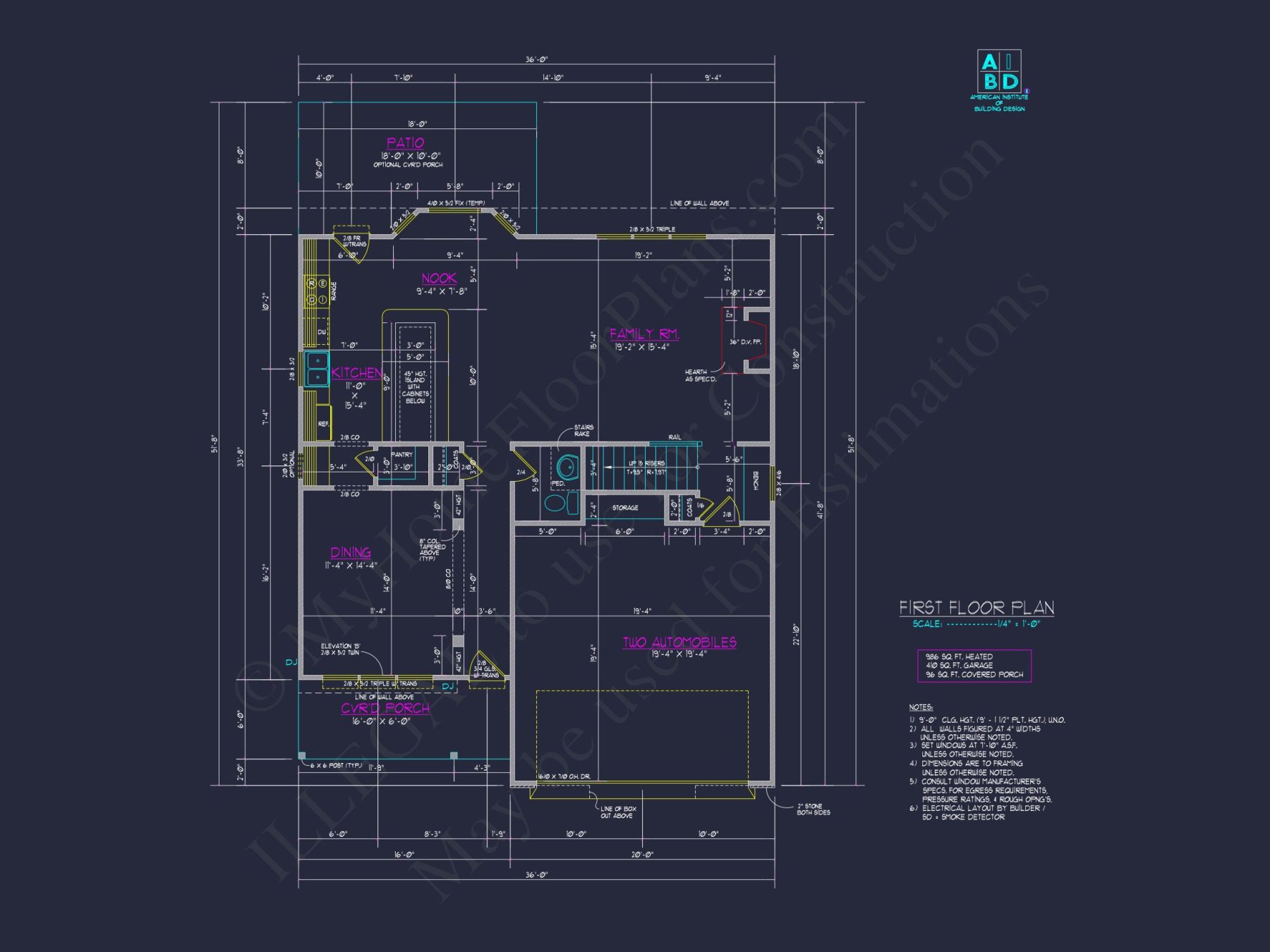Modern Craftsman house Plan with 2 Floors and CAD Designs