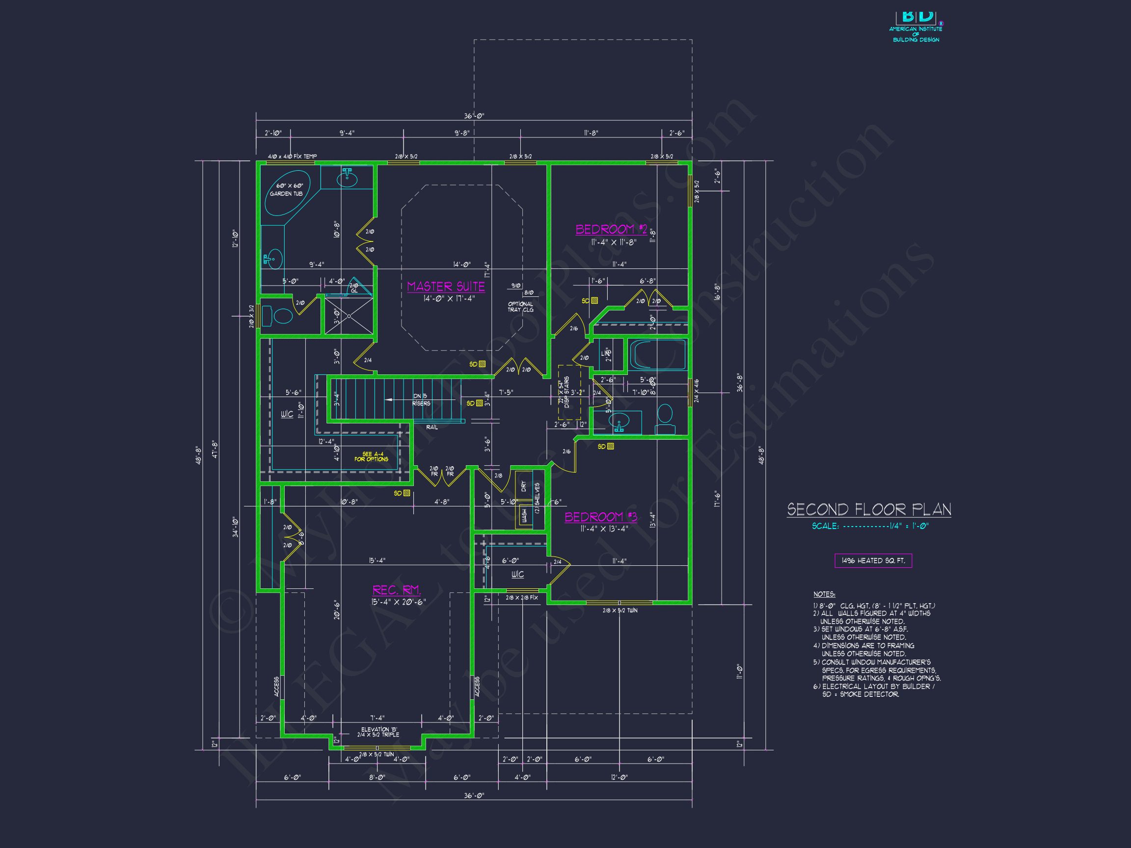 Modern Craftsman house Plan with 2-Story CAD Designed Blueprint