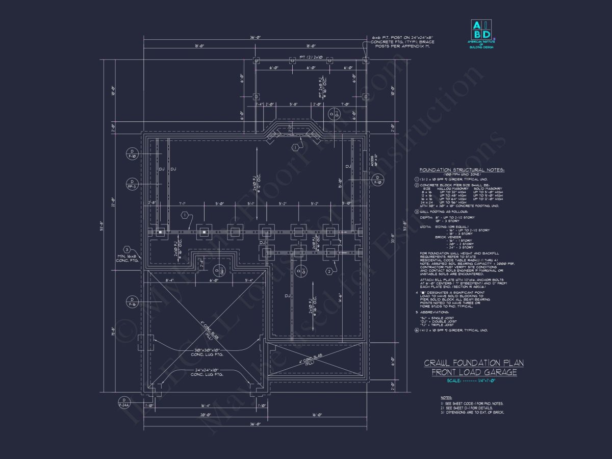 Modern Craftsman house Plan with 2-Story CAD Designed Blueprint