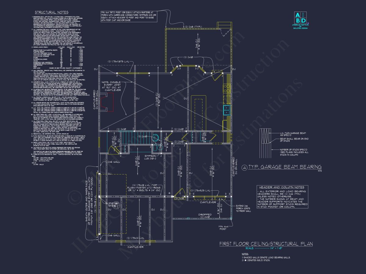 Modern Craftsman house Plan with 2-Story CAD Designed Blueprint