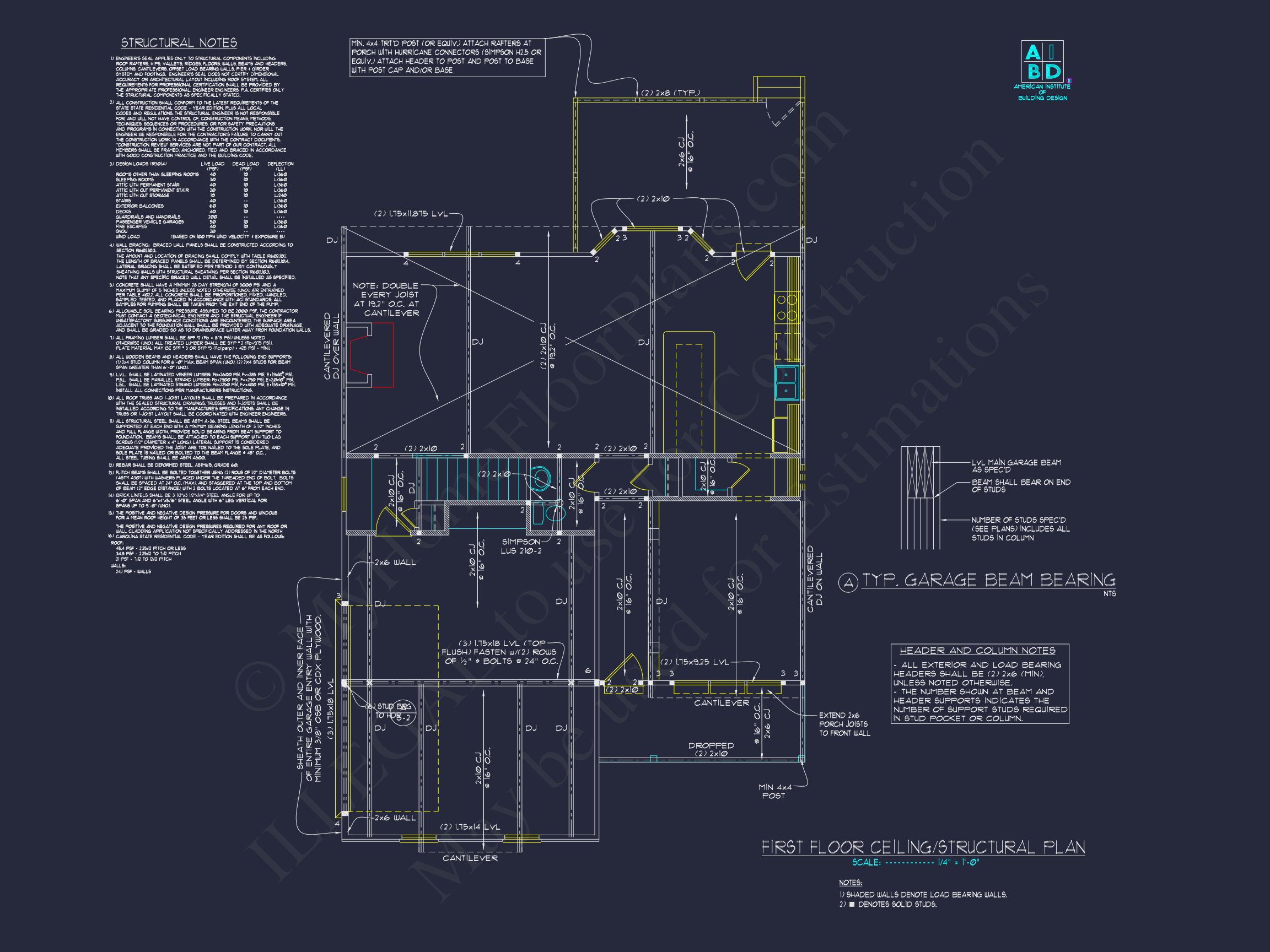 Modern Craftsman house Plan with 2-Story CAD Designed Blueprint