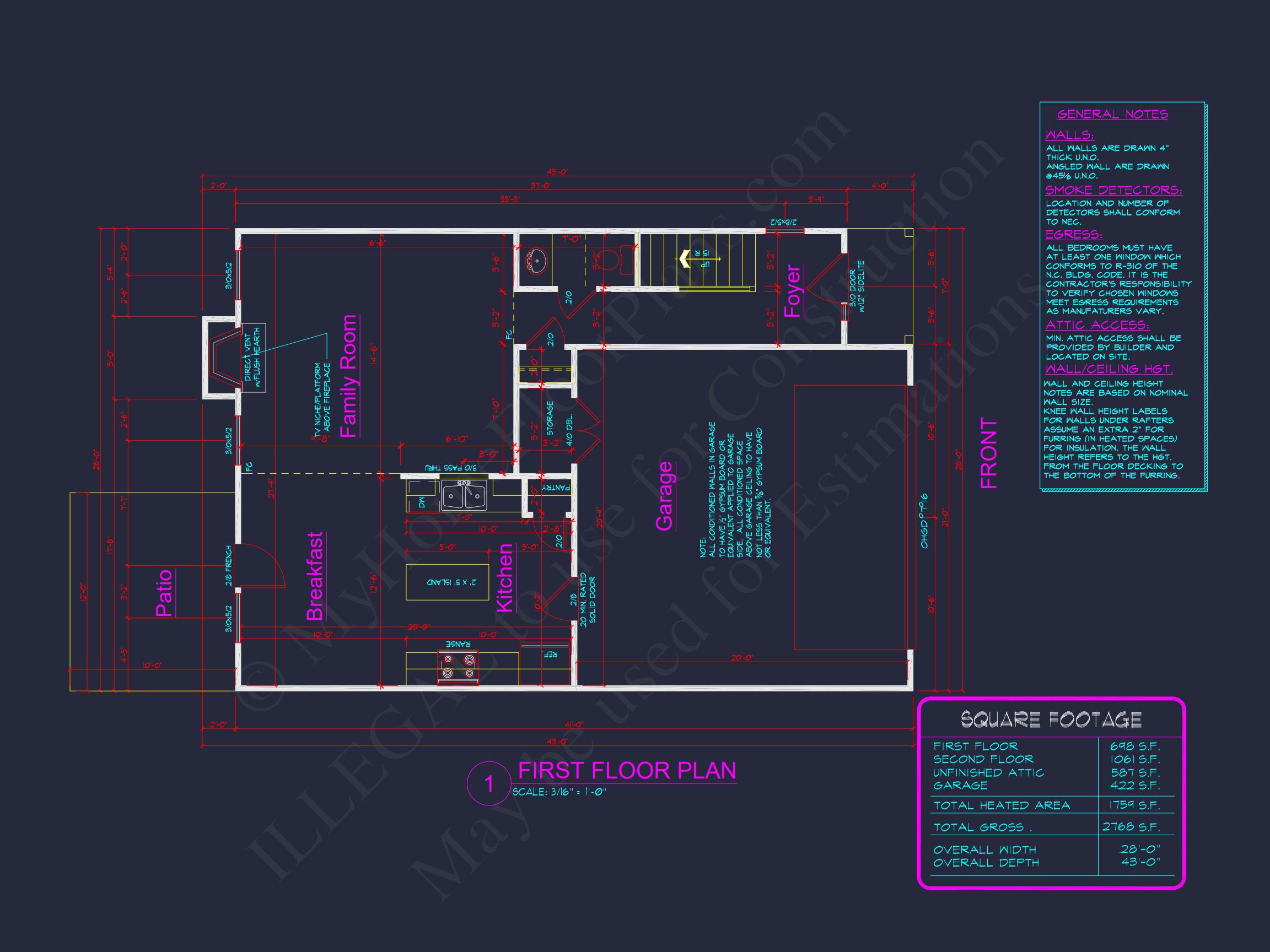 Modern Craftsman house Plan with 3 Bedrooms and 2 Baths