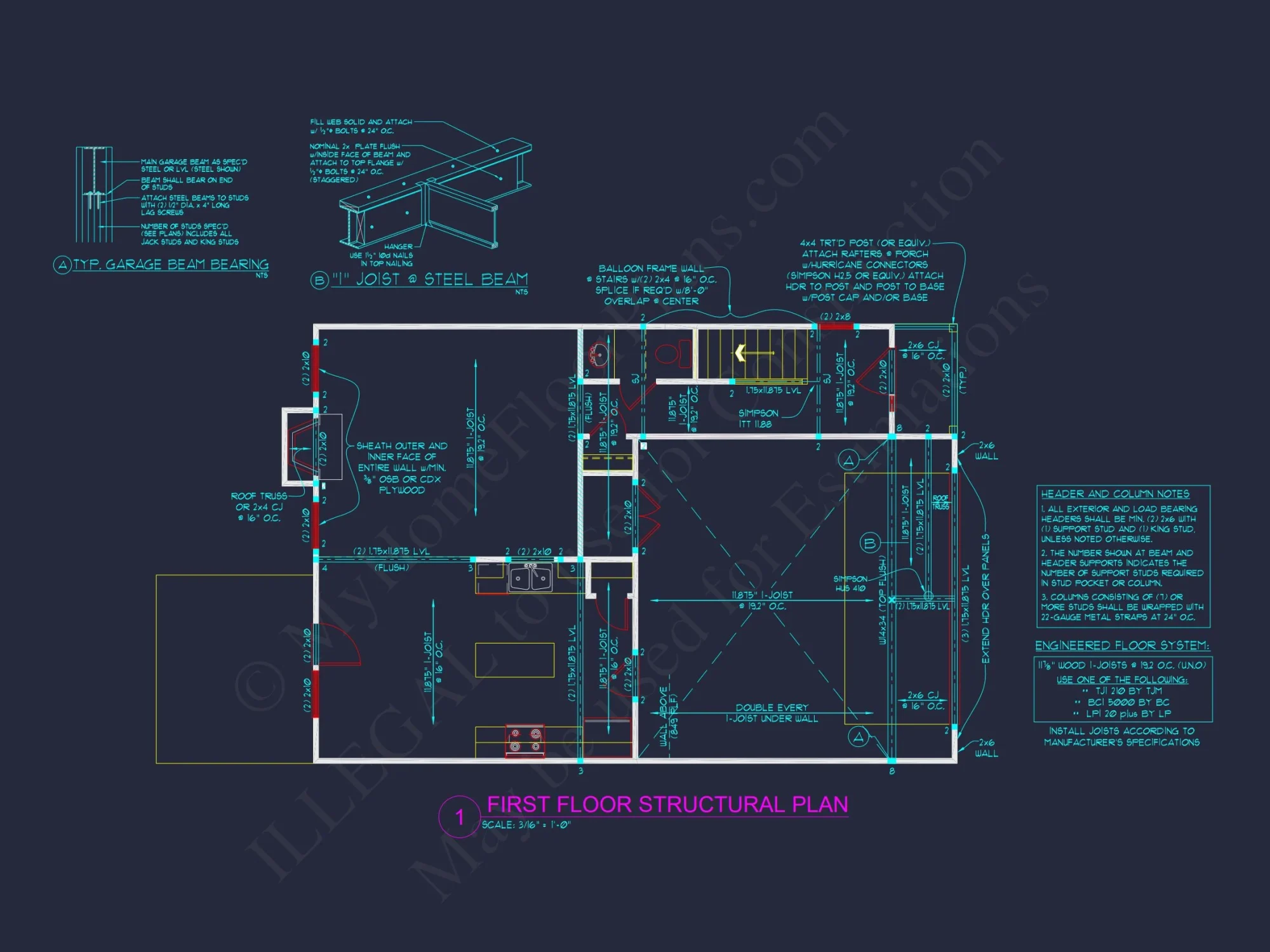 Modern Craftsman house Plan with 3 Bedrooms and 2 Baths